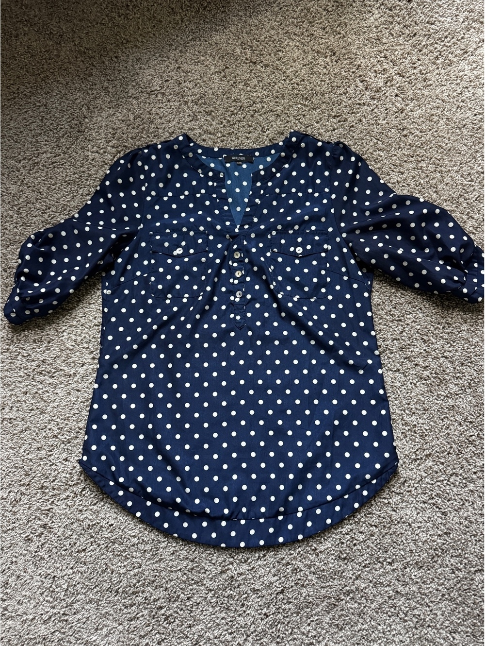 StitchFix Navy Polka Dot 41 Hawthorn Blouse | Size L
